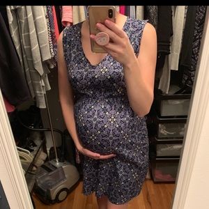 Blue floral maternity dress